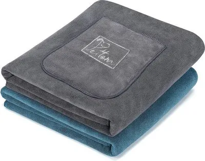 Produktbild von Famanu Hundehandtücher 2 Stück - Extra absorbierend, grau und blau, 130 x 75 cm