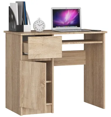Immagine prodotto di 3xEliving ZOLYNNA DESK LEFT SONOMA Scrivania con armadietto e cassetto con serratura, lato sinistro, dimensioni: altezza: 77 cm, larghezza: 90 cm, profondità: 50 cm