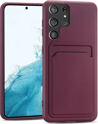 Immagine prodotto di Custodia per cellulare per Samsung Galaxy S22 Ultra cover protettiva in silicone con slot per schede Slim Wallet Case, Lampone