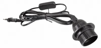 Produktbild von E27 Lampenfassung mit Schalter Netzkabel 3,5m Lampenaufhängung Sokel 350SW schwarz