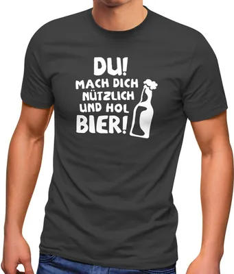 Produktbild von Herren T-Shirt grillen Du! mach dich nützlich und hol Bier! Fun-Shirt Grill-Geschenk Männer Moonworks® anthrazit S