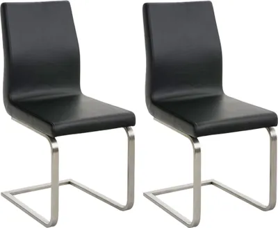 Produktbild von CLP 2er Set Esszimmerstühle Belfort mit robustem Edelstahlgestell schwarz