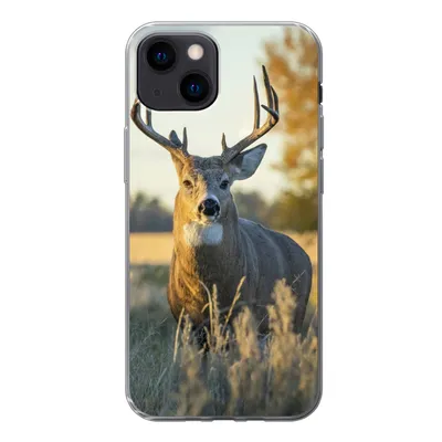 Produktbild von MuchoWow® Handyhülle Schutzhülle Hülle für iPhone 13 mini Hirsche - Gras - Herbst - Geweih - Natur - Tiere Silikon Softcase Handy Hülle - Softcase