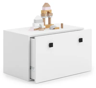 Image de Coffre à jouets Inga blanc avec poignées noires