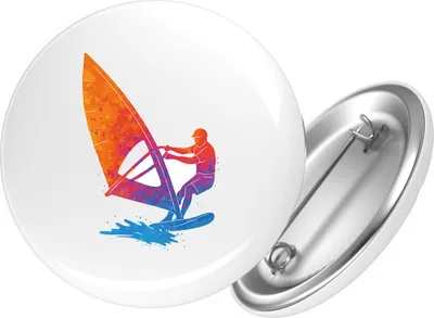 Produktbild von Huuraa Button Windsurfen bunte Silhouette 25mm rund mit Sicherheitsnadel Ansteckbutton Geschenkidee