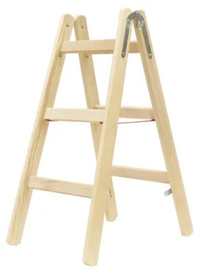 Obrázok produktu pre Hymer 71410 Holzleiter Sprossenstehleiter, beidseitig begehbar 2x3 Sprossen Arbeitshöhe 1,80 m