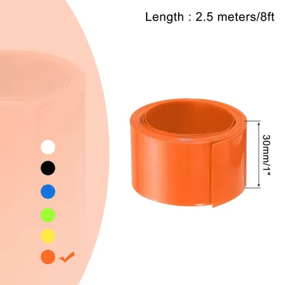 Produktbild von 2,5m L?nge PVC Schrumpfschlauch 19mm ID, 30mm Flachbreite Isolierschlauch Wasserdicht Schutzschlauch, Verh?ltnis 2:1 Schrumpfschl?uche fš¹r 18650 21700 AA AAA Batterien, Orange