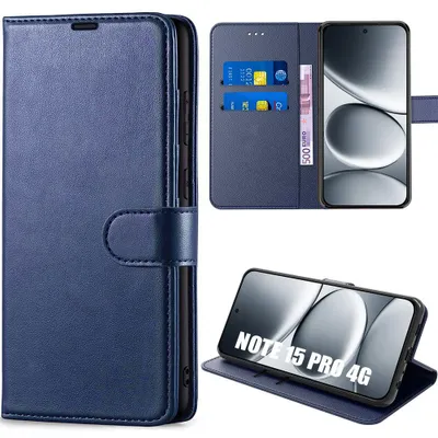 Image de Coque pour Xiaomi Redmi Note 15 Pro 4G, Protection Anti-Rayures Antichoc Synthécuir Bleu Marine