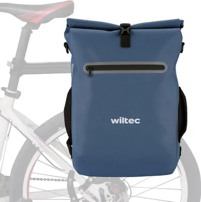 Image de Wiltec Sacoche sac à dos étanche pour porte-bagages bleue – capacité de 20 L – en 600D TPU – avec compartiment pour ordinateur portable – pour vélos et vélos électriques – Sac de bicyclette – Cyclisme