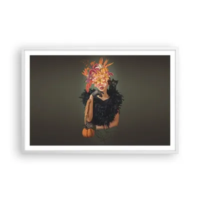 Produktbild von Gerahmtes Poster - Weißer Rahmen - Frau Katze Blumen - 91,5x61 cm - Wand Bild - Wanddeko - Wandbilder - Kunstposter - Wandposter - Bilderrahmen - Bilder - Kunstdruck - Wanddekoration - P2WAA91x61-4825