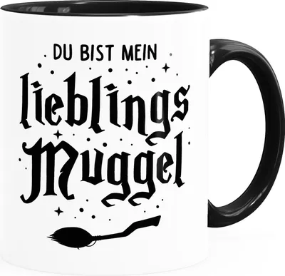 Produktbild von Kaffee-Tasse Du bist mein Lieblingsmuggel Lieblingsmensch Geschenk Weihnachten Geburtstag Moonworks® weiß-innen-schwarz standard