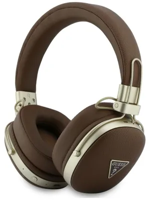 Zdjęcie produktu dla Słuchawki nauszne Guess Bluetooth ENC Metal Grained Triangle Logo brązowy