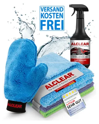 Produktbild von ALCLEAR 8201050 Autopflege-Set: Tiefenglanz, Trockentücher, Poliertuch & Mehr