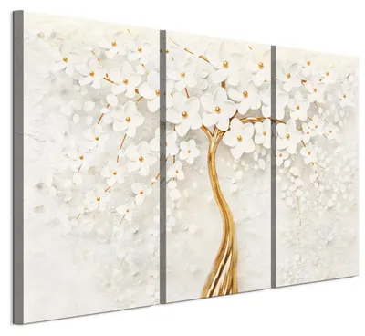 Immagine prodotto di Set di 3 quadri decorativi murali LUMASOUL per soggiorno, motivo albero, dimensioni 120x80 cm. Set di 3 stampe su tela per camera da letto, corridoio, ufficio e cucina