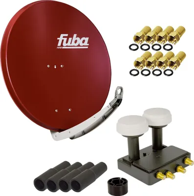 Produktbild von FUBA SAT Anlage DAA 850 R ALU Rot PremiumX Quad Monoblock 8x F-Stecker 4x Tülle