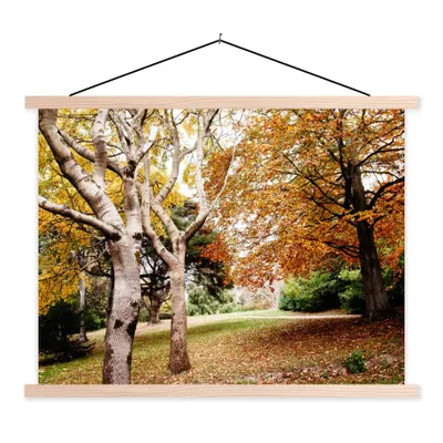 Produktbild von MuchoWow® Textilposter Herbst - Bäume - Laub - Natur 60x45 cm mit holzfarbenen Rahmen - Bild