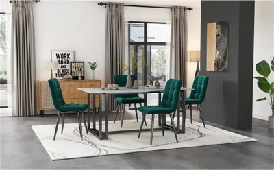 Produktbild von Stuhl Esszimmerstuhl (4 St), Dunkelgrün,4er-Set Polsterstuhl, Design Stuhl mit Rückenlehne,Sitzfläche aus Samt Gestell