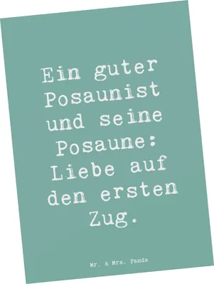 Produktbild von Mr. & Mrs. Panda Postkarte Spruch Posaune Liebe - Meeresbrise - Geschenk, Orchester, Instrument, Musikerwitz, Fotokarte, Lernen, Ansichtskarte, musikalisches Erlebnis