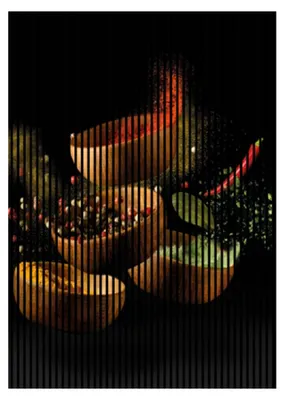 Produktbild von Akustikpaneele mit Digitaldruck Spice03 19 x 1693 x 2400 mm Gewürze Schalen Gewürzpulver MDF PET-Fasern Wandpaneele Bunt 3 Einzelplatten