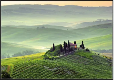 Produktbild von Wallario Wandbild Toskana in Italien, Größe: 70,30 x 100,30 cm, Poster mit schwarzem Aluminiumrahmen