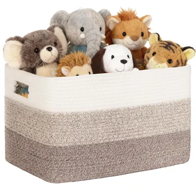 Produktbild von Aufbewahrungskorb 60L Baumwollseil Geflochten mit Griffen Farbverlauf Braun 53x38x29 cm