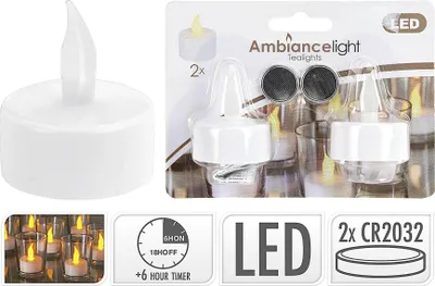 Image de Bougies à réchaud LED, set de 2, 1 LED orange chacune avec minuterie
