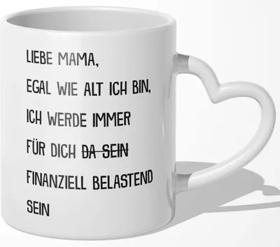 Produktbild von 22Feels Mama Geschenk Muttertag Mutter Tasse Geburtstag Kaffeetasse Frauen Weihnachten Haferl Beste Eltern (Herzhenkel Weiss)
