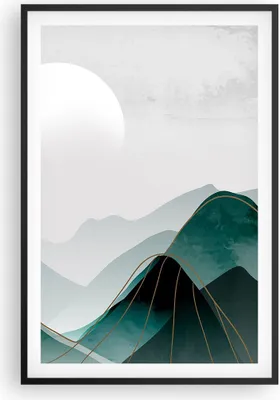 Produktbild von Gerahmtes Poster - Schwarzer Rahmen - Abstraktion Berge Stück - 61x91,5 cm - Wand Bild - Wanddeko - Wandbilder - Kunstposter - Wandposter - Bilderrahmen - Bilder - Kunstdruck - P2BPA61x91-4911