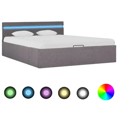 Immagine prodotto di The Living Store Letto contenitore idraulico con tessuto LED Taupe 120×200 cm