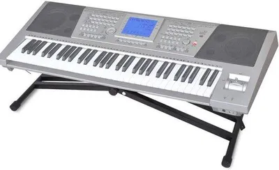 Productafbeelding van Elektrische orgelstandaard met dubbele versteviging en rubberen voetjes, zwart, 95 x 43 cm, X-frame pianostandaard