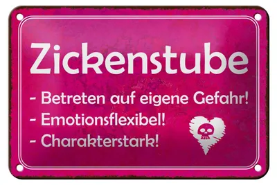 Produktbild von Blechschild Zickenstube 18x12cm Betreten eigene Gefahr