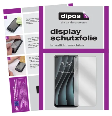 A collage of images showing instructions for applying a screen protector and a product shot of the screen protector next to a phone.