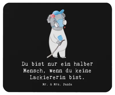 Produktbild von Mr. & Mrs. Panda Mauspad Lackiererin Herz - Schwarz - Geschenk, Ausbildung, Witzig, Spruch, Mousepad, laptop, mousematte, Mouse Pad, pc, Lustig, Gesellenprüfung
