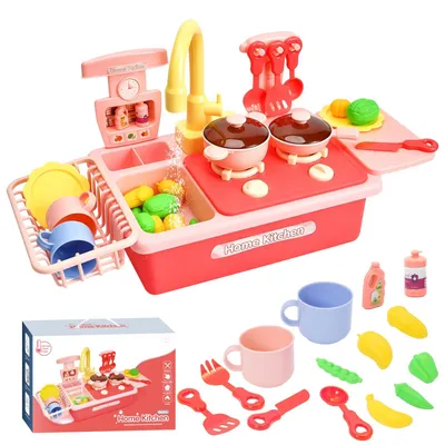 Produktbild von Spielküchenspüle mit Wasserfunktion, inklusive Servierset, für Kinder ab 3 Jahren