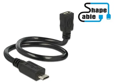 Image de DELOCK Kabel USB 2.0 micro B Stecker > USB 2.0 micro B Buchse OTG ShapeCable 35 cm
