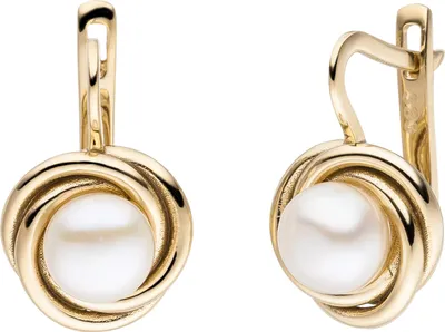Produktbild von Ohrhänger 333 Gold Gelbgold 2 Süßwasser Perlen Ohrringe Boutons