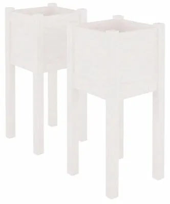 Immagine prodotto di Vaso doppio | Vaso da fiori | Vaso da fiori 31x31x70 cm in rovere massiccio bianco