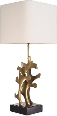Produktbild von Casa Padrino Luxus Tischleuchte Vintage Messing / Schwarz / Creme 35 x 35 x H. 85,5 cm - Schreibtischleuchte mit quadratischem Lampenschirm - Luxus Tischleuchten - Luxus Schreibtischleuchten