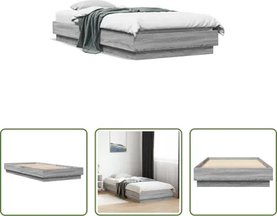 Produktbild von The Living Store Bettgestell Grau Sonoma 100x200 cm Holzwerkstoff