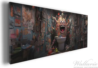 Produktbild von Wallario Premium Leinwandbild Kloalarm - Toilettentroll in Größe 30 x 75 cm