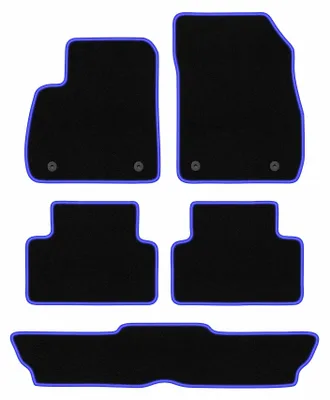 Produktbild von Fußmatten Automatten Velours Schwarz/Blau für Opel Zafira C 2012-2019 Set 5-tlg