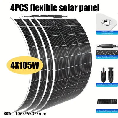 Obrázek produktu pro Flexibilní solární panel - Solární modul - Monokrystalický panel - Solární článek 12V - Solární panel pro kempování