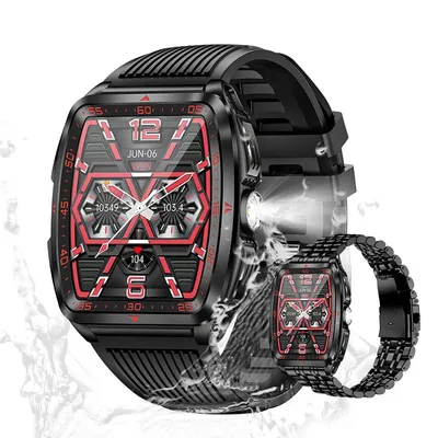 Produktbild von Valdus Herren Smartwatch mit Telefonfunktion, 1,8 Zoll Display, 400mAh Akku, IPX8/5ATM wasserdicht, Fitnessfunktionen, Android/iOS – Schwarz