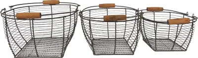 Obrázek produktu pro Sada 3 úložných košů Clayre & Eef 35x26x14 cm Hnědá litina