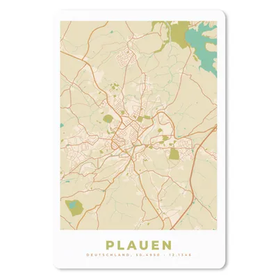 Produktbild von MuchoWow® Mauspad Mousepad Plauen - Karte - Vintage - Stadtplan 40x60 cm - Mousepads - Maus Mat - Pad - Mausunterlage - Schreibtisch Accesoire