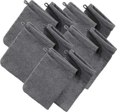 Produktbild von Erwin Müller Waschhandschuh Heidelberg" 10er-Pack anthrazit 15x21 cm"