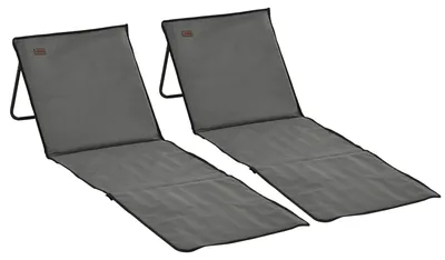Produktbild von Strandliege, klappbar, verstellbare Rücklehne, Seitentasche, weiche Polsterung, Stahlrahmen, Grau, 142x51x40cm
