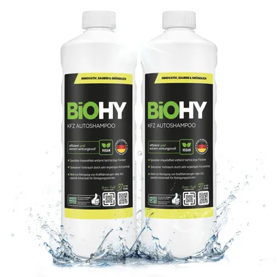 Produktbild von BiOHY KFZ Autoshampoo + Dosierer, Autowaschmittel, Autoshampoo Konzentrat, 2 x 1 l