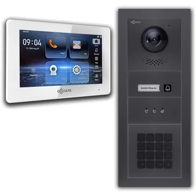 Produktbild von Goliath IP Video Türsprechanlage mit Kamera 7-Zoll Zahlencode Anzeige Anthrazit : 1 Monitor : 7 Zoll Weiß : Unterputzdose Monitor Anzahl: 1 Monitor Monitor Farbe: 7 Zoll Weiß Montage: Unterputzdose