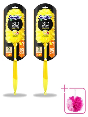 Imagen del producto de 2 unidades de plumero telescópico Swiffer XXL con mango de 90 cm y 1 paño atrapadoras, pack económico